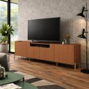 Ver imagem 1 de Rack New Bend 260 cm Porta Lisa Incolar Cedro com Pé Dourado