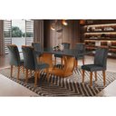 Ver imagem 1 de Conjunto: Mesa Sala Jantar Jade Tampo Madeirado C/ Vidro Curvo 180x90 e 6 Cadeiras Amsterdã