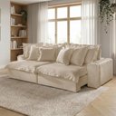 Ver imagem 1 de Sofá Retrátil e Reclinável 2 Lugares 210cm Linho Zeus Yescasa Bege