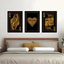 Ver imagem 2 de Kit 3 Quadros Rei e Rainha De Copas Preto e Dourado 24x18cm - com vidro:Madeira preta