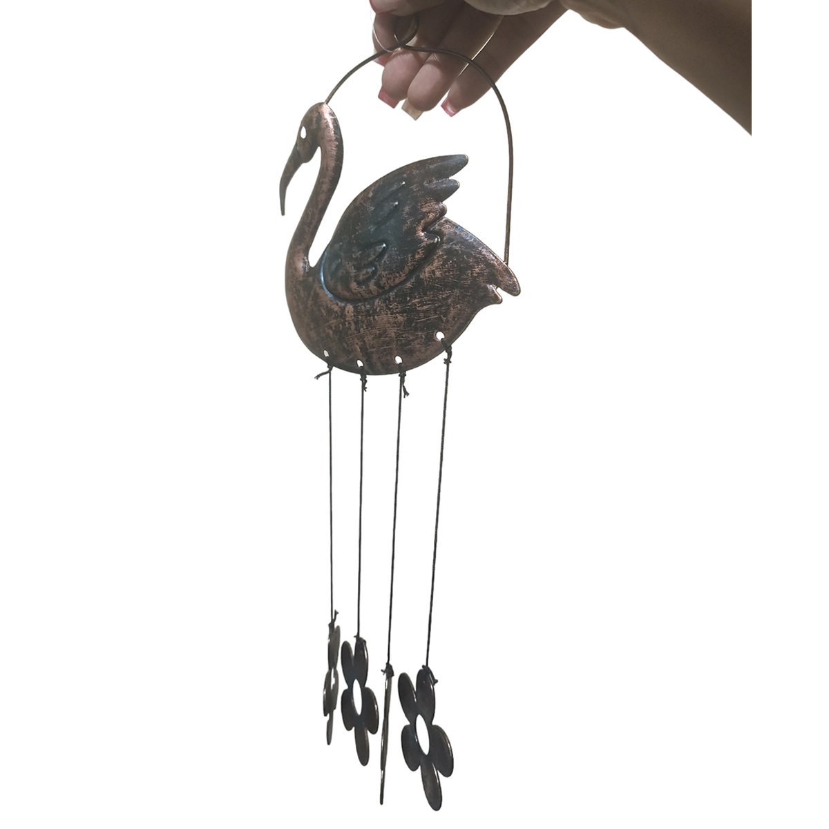 Sino Dos Ventos Cisne Flamingo Flores Kit 3 Unidades Decoraçao Quintal Jardim Varanda Som Suave Rela - 5