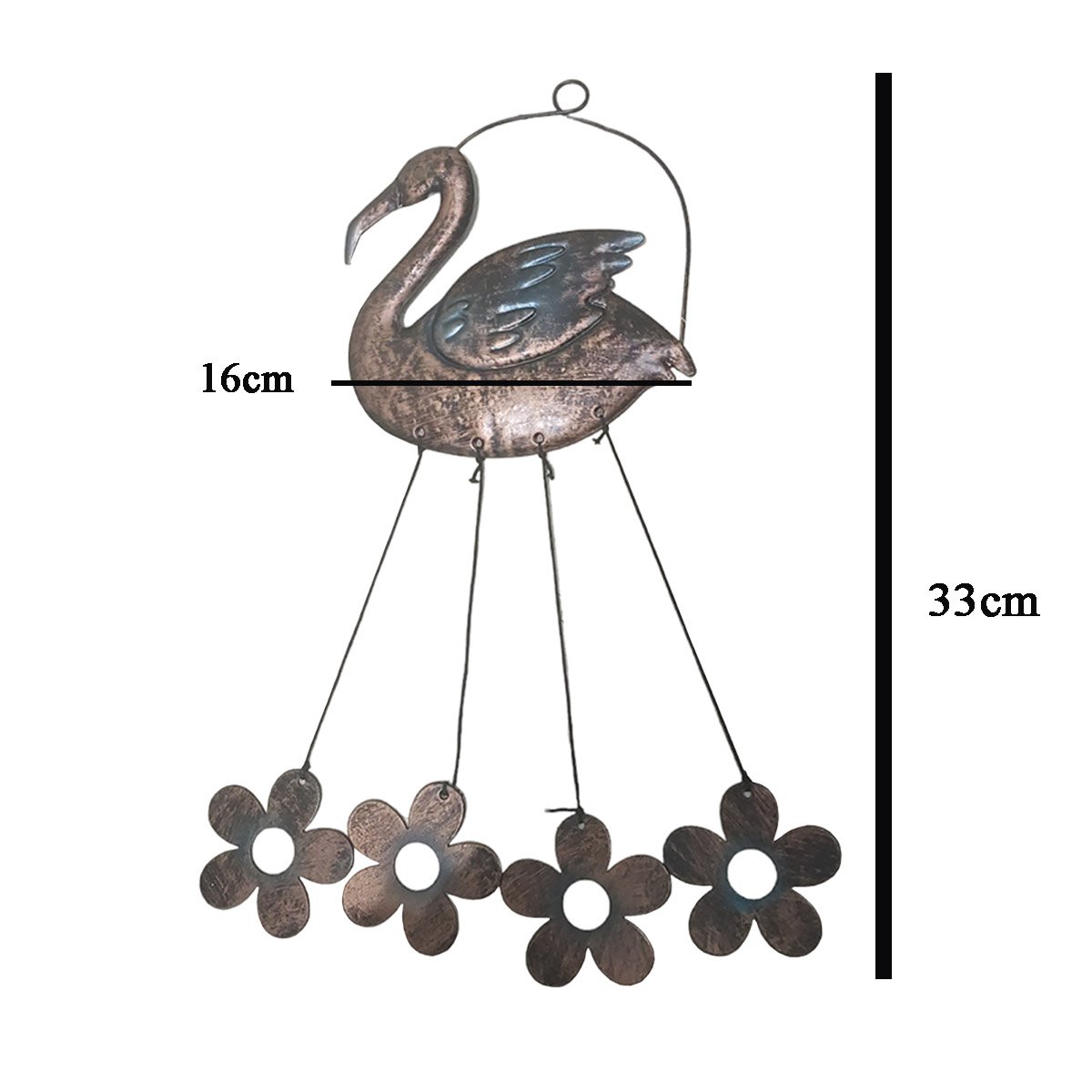 Sino Dos Ventos Cisne Flamingo Flores Kit 3 Unidades Decoraçao Quintal Jardim Varanda Som Suave Rela - 6