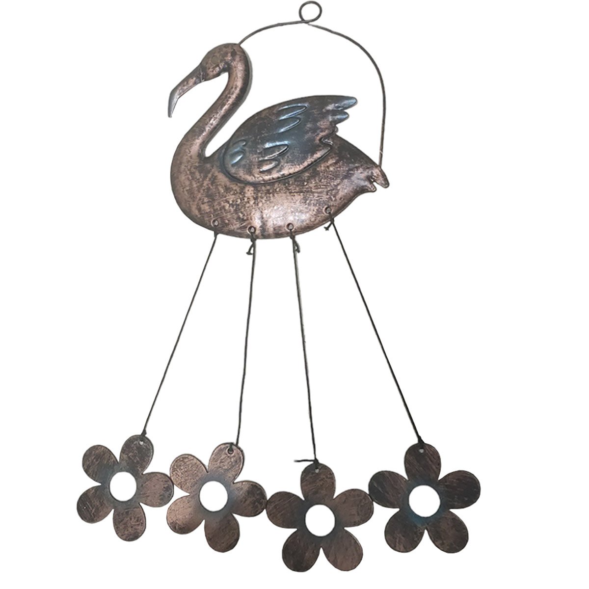 Sino Dos Ventos Cisne Flamingo Flores Kit 3 Unidades Decoraçao Quintal Jardim Varanda Som Suave Rela - 4