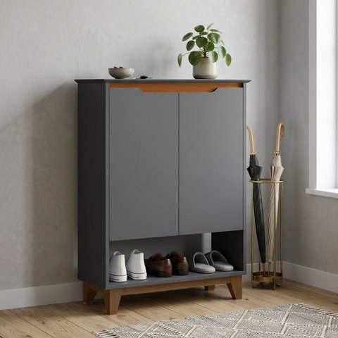 Sapateira Hall Flow Cinza para Organização de Calçados com Design Moderno para Quarto e Entrada