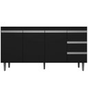 Ver imagem 1 de Gabinete Balcão Tesser 1.50m 3 Portas 3 Gavetas C/ Tampo Cozinha Preto - Bela Móveis