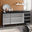 Ver imagem 2 de Gabinete Balcão Tesser 1.50m 3 Portas 3 Gavetas C/ Tampo Cozinha Preto - Bela Móveis