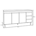 Ver imagem 3 de Gabinete Balcão Tesser 1.50m 3 Portas 3 Gavetas C/ Tampo Cozinha Preto - Bela Móveis