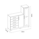 Ver imagem 4 de Cômoda com Espelho 5 Gavetas 2 Portas New Master Carvalho Grife Off White com Pés Albatroz