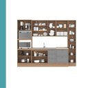 Ver mais imagens de Cozinha Completa com Balcão Milla Flex One 12 Portas 5 Gavetas MDF MDP Nogal com Cinza Titânio