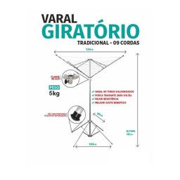 Varal Giratório Bi-Partido 9 Cordas - 2
