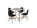 Ver imagem 2 de Mesa Industrial Base Ferro Cobre em V Tampo 90x90 Branco 4 Cadeiras Eames Madeira Assento Preto