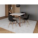 Ver imagem 1 de Mesa Industrial Base Ferro Cobre em V Tampo 90x90 Branco 4 Cadeiras Eames Madeira Assento Preto