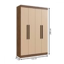 Ver imagem 4 de Guarda-roupa Solteiro New Recife 4 Portas 2 Gavetas Off White/nogueira - Doripel