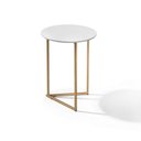 Ver imagem 3 de Conjunto de Mesa Lateral Jade Sala Estar Pé de Aço Dourado