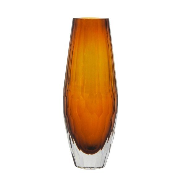 Vaso de Cristal Facetado Âmbar Long - 1