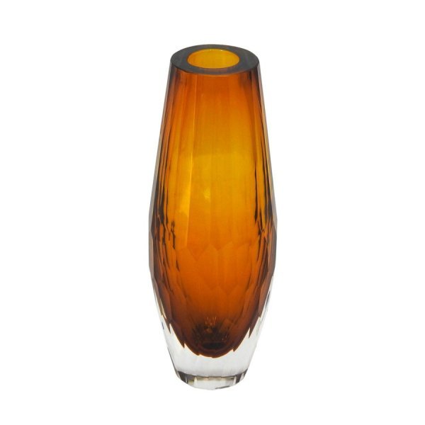 Vaso de Cristal Facetado Âmbar Long - 2