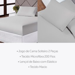 Jogo de Cama Lençol Casal 3 Peças Adolescente Infantil Cinza - 4