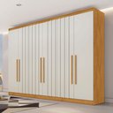 Ver imagem 1 de Guarda-roupa Solteiro Oxford 6 Portas 4 Gavetas Ripado 100% Mdf Peroba/off White - Mademarques