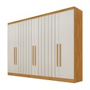 Ver imagem 2 de Guarda-roupa Solteiro Oxford 6 Portas 4 Gavetas Ripado 100% Mdf Peroba/off White - Mademarques