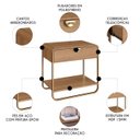 Ver imagem 3 de Mesa de Cabeceira Quarto 60cm 1 Gaveta Mario Hanover/dourado A10 - Mpozenato