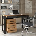 Ver imagem 2 de Conjunto Home Office Industrial 100% Mdf Mesa e Gaveteiro Freijó/preto - Panorama Móveis