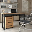 Ver imagem 1 de Conjunto Home Office Industrial 100% Mdf Mesa e Gaveteiro Freijó/preto - Panorama Móveis