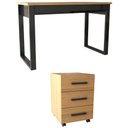 Ver imagem 3 de Conjunto Home Office Industrial 100% Mdf Mesa e Gaveteiro Freijó/preto - Panorama Móveis
