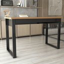 Ver imagem 5 de Conjunto Home Office Industrial 100% Mdf Mesa e Gaveteiro Freijó/preto - Panorama Móveis