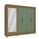 Ver imagem 1 de Guarda-roupa Casal Cb01n564 5 Portas 4 Gavetas com Espelho e Pés Kappesberg Nogal e Verde Oliva