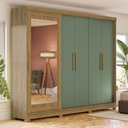 Ver imagem 5 de Guarda-roupa Casal Cb01n564 5 Portas 4 Gavetas com Espelho e Pés Kappesberg Nogal e Verde Oliva