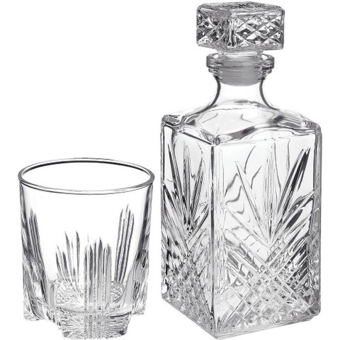 Bormioli Rocco Selecta Garrafa/copos Uísque 1l/285ml Vidro Transp 7pç Lapidado