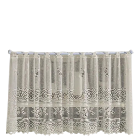 Cortina Pia/balcão/banheiro/cozinha Renda Varias Estampas:valencia Marfim