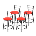 Ver imagem 1 de Jogo 4 Banqueta Baixa Para Cozinha Epoxi Craqueada Assento Estofado  