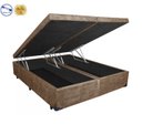 Ver imagem 2 de Cama Box Baú Queen Bi-Partido Gold Bege Suede + Colchão Espuma D28 138x188x15