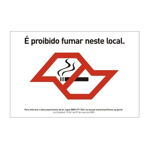 Adesivos Sinalização Proibido Fumar 20x30 Cm - Kit com 10 Unidades