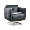 Poltrona Decorativa Base Giratória Couro Preto - 1