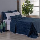 Ver imagem 1 de Kit Cobre Leito Casal Padrão Bordado Urbany Hipercal 400 Fios Azul Marinho