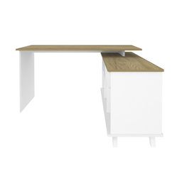Escrivaninha Mesa Escritório e Home Office Gold Artany - Branco com Olmo - 4