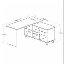 Escrivaninha Mesa Escritório e Home Office Gold Artany - Branco com Olmo - 8