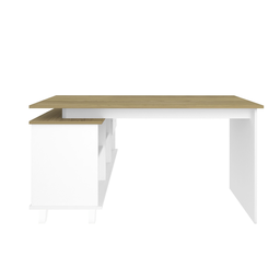 Escrivaninha Mesa Escritório e Home Office Gold Artany - Branco com Olmo - 6