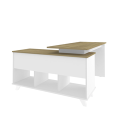 Escrivaninha Mesa Escritório e Home Office Gold Artany - Branco com Olmo - 5