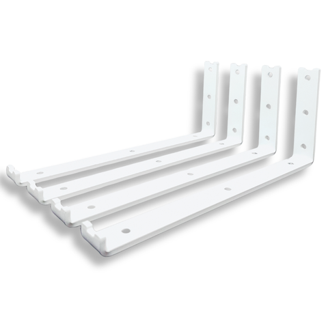 Quatro Suportes de Parede 30cm Mão Francesa Design em L Cantoneira para Prateleira Branco