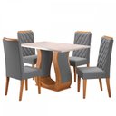 Ver imagem 2 de Mesa de Jantar 4 Lugares Luiza Diamantina Mel/blonde/veludo Cinza - Panorama Móveis