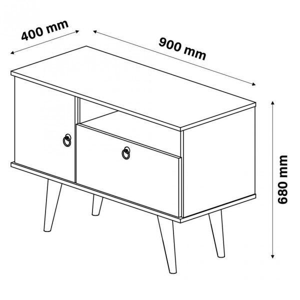 Rack para Tv até 32 Polegadas 1 Porta e 1 Gaveta Sala de Estar Yan Nature/off White - 3