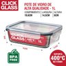 Kit com 4 potes de vidro click glass premium 100% herméticos - 2