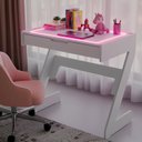 Ver imagem 1 de Escrivaninha para Escritório com Luz Rosa Neon 1 Gaveta 73cm Branco