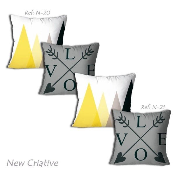 Kit com 4 Capas de Almofadas New Criative Love - 1