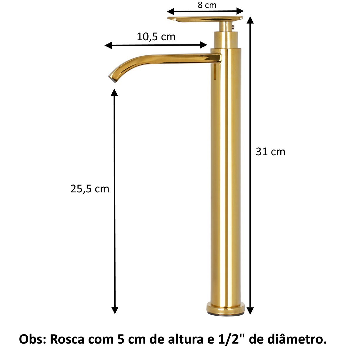 Kit Cuba Pia Louça Cerâmica Banheiro C/ Torn e Vál Dourada 4 - 5