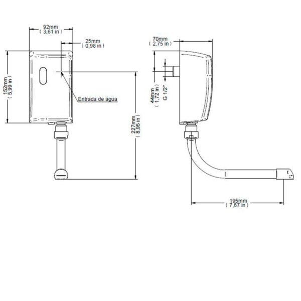 Torneira para Banheiro de Parede Docol Tronic Zenit On/Off 1/2 Chrome - 2