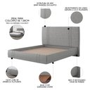 Ver imagem 3 de Cama Casal Flutuante com Cabeceira 140cm Lyra S05 Linho Cinza - Mpozenato